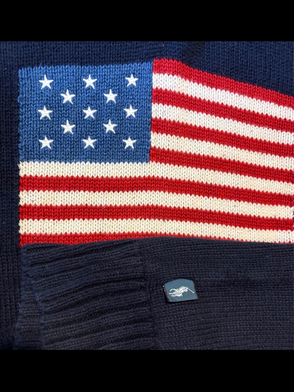 Ralph Lauren Polo Navy USA Flag Quarter-Zip Sweater [Unisex Size XL] - Picture 2 of 6